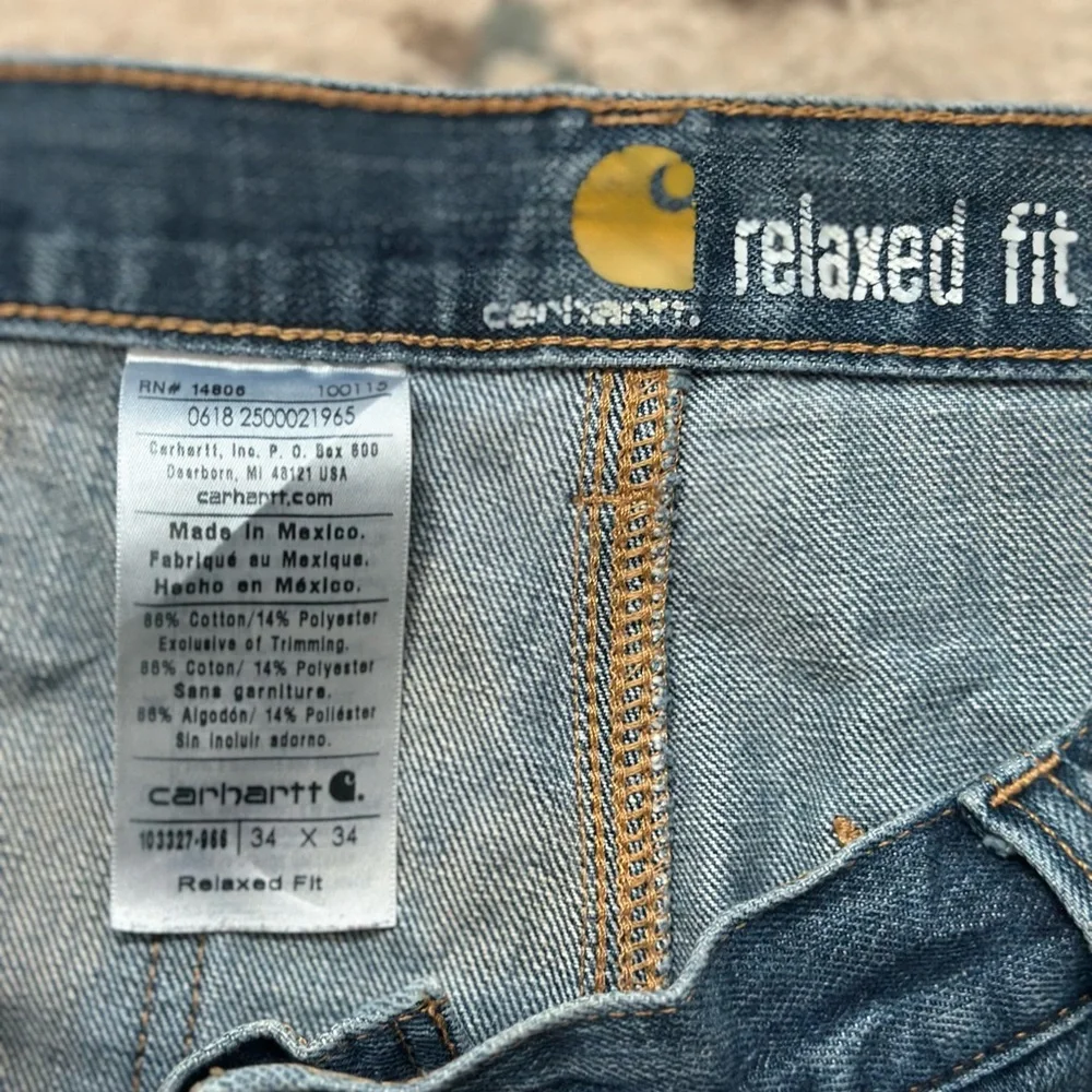 Carhartt Blue Straight-Leg Jeans with Faded Details